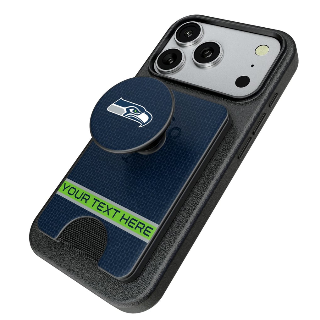 Seattle Seahawks Keyscaper Personalized Endzone Solid PopSockets Magnetic Wallet