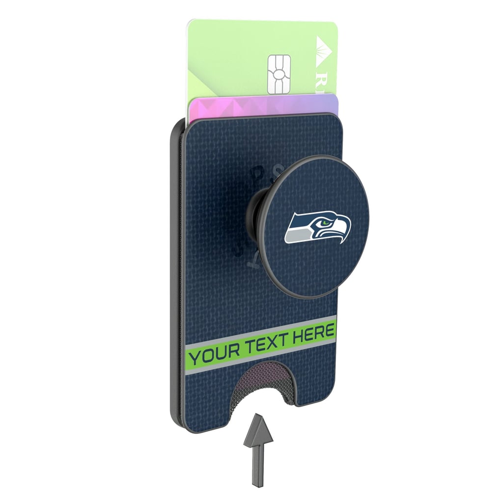 Seattle Seahawks Keyscaper Personalized Endzone Solid PopSockets Magnetic Wallet