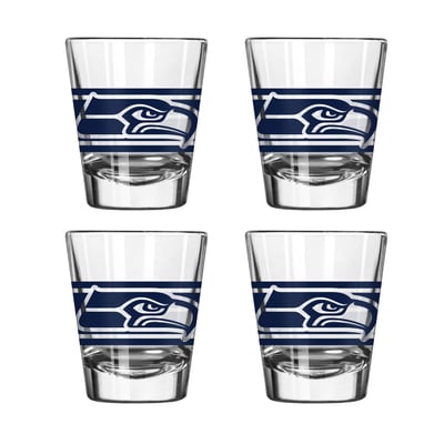 Seattle Seahawks Logo Brands Four-Piece Stripe Shot Glass Set