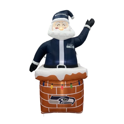 Seattle Seahawks Logo Brands Santa in Chimney Yard Inflatable