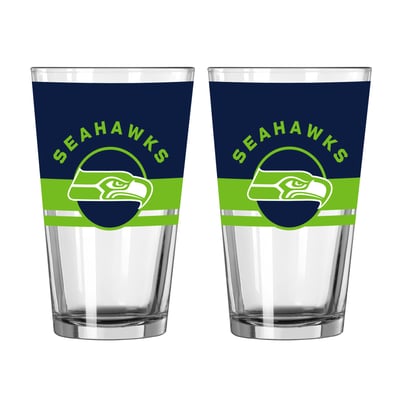 Seattle Seahawks Logo Brands Two-Piece 16oz. Horizon Pint Glass Set