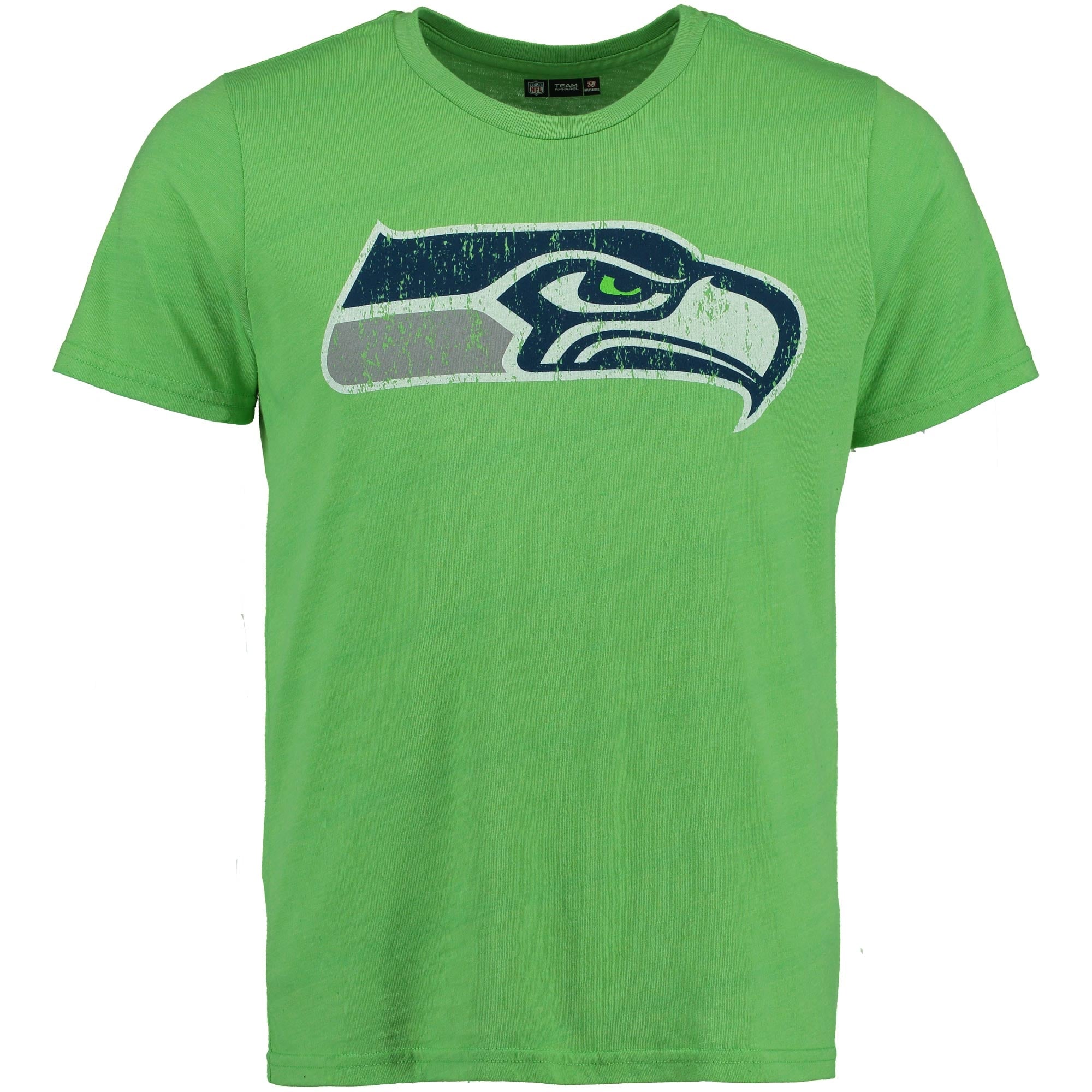 Men's 12s Neon Green Seattle Seahawks Tri-Blend Name & Number T-Shirt