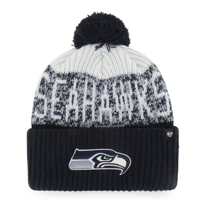  Seattle Seahawks '47  Bone Chill Cuffed Knit Hat with Pom - College Navy