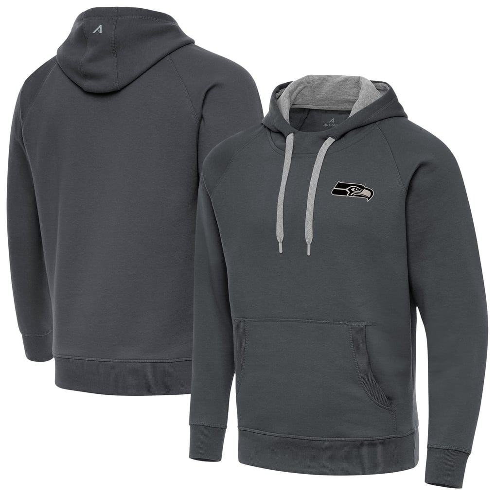 Seattle Seahawks Antigua Brushed Carbon Victory Pullover Hoodie - Charcoal