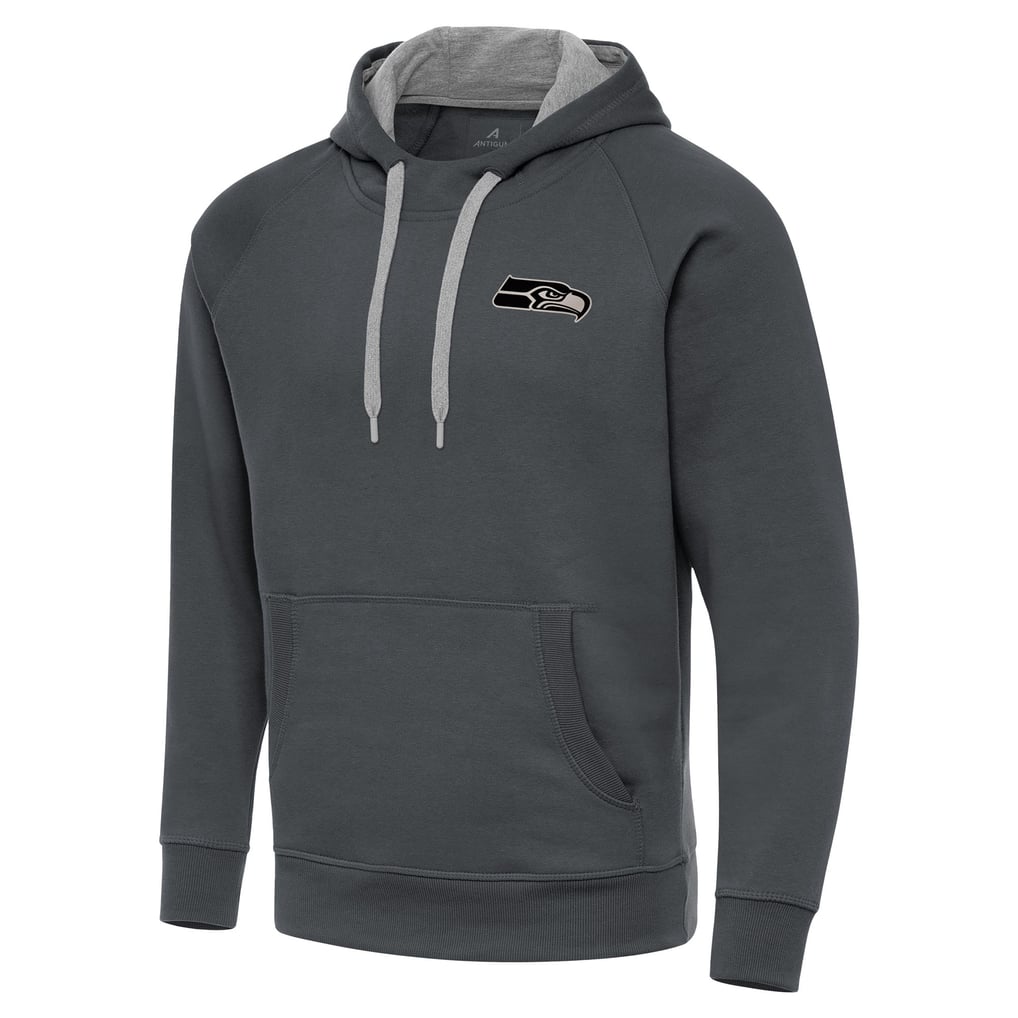 Seattle Seahawks Antigua Brushed Carbon Victory Pullover Hoodie - Charcoal