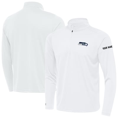Seattle Seahawks Antigua  Personalized Tribute Quarter-Zip Pullover - White
