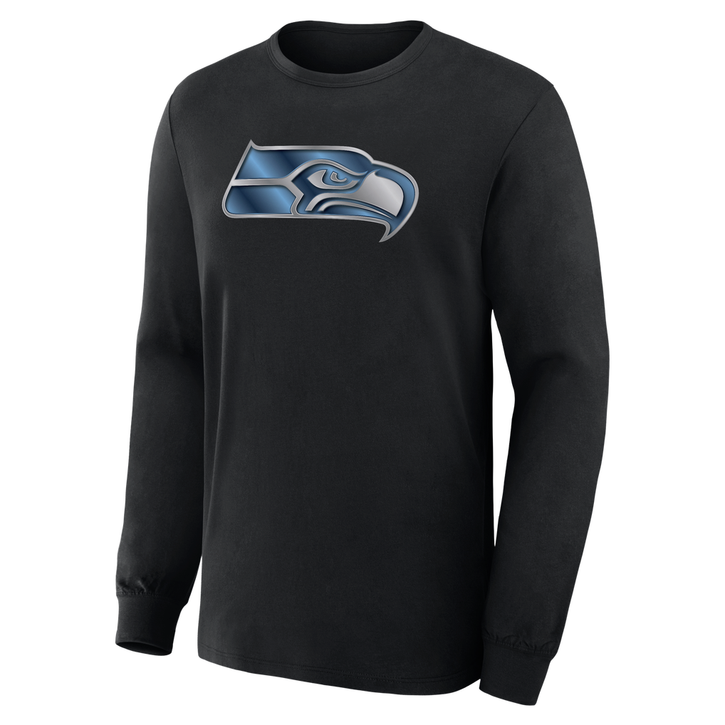 Men's Black Seattle Seahawks Forged Mascot Long Sleeve T-Shirt