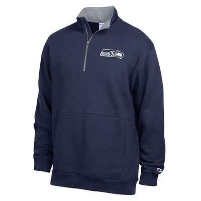  Seattle Seahawks Champion Fleece Quarter-Zip Pullover -  College Navy/Heather Gray