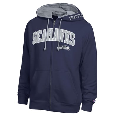  Seattle Seahawks Champion Full-Zip Hoodie -  College Navy/Heather Gray