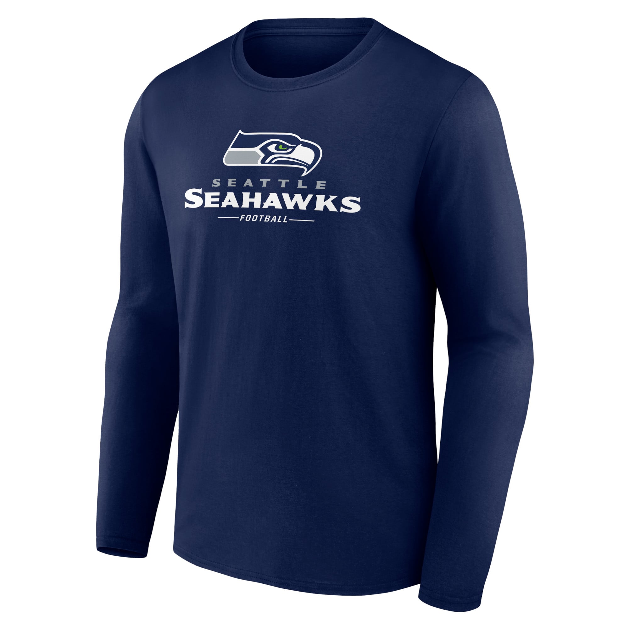 Men's College Navy Seattle Seahawks Logo Team Lockup Long Sleeve T