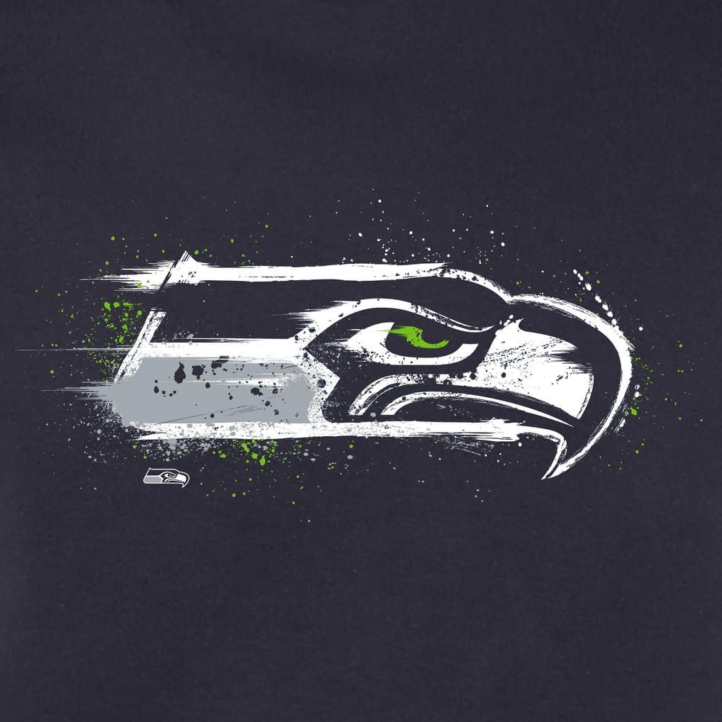Seattle Seahawks Splatter Logo Pullover Hoodie - College Navy