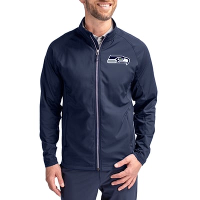 Seattle Seahawks Cutter & Buck Adapt Eco Knit Full-Zip Jacket - College Navy