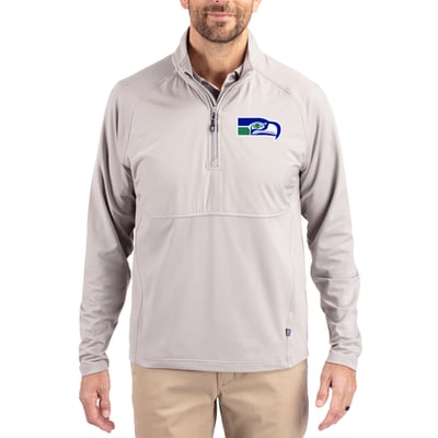 Seattle Seahawks Cutter & Buck Adapt Eco Knit Hybrid Recycled Quarter-Zip Throwback Pullover Top - Gray
