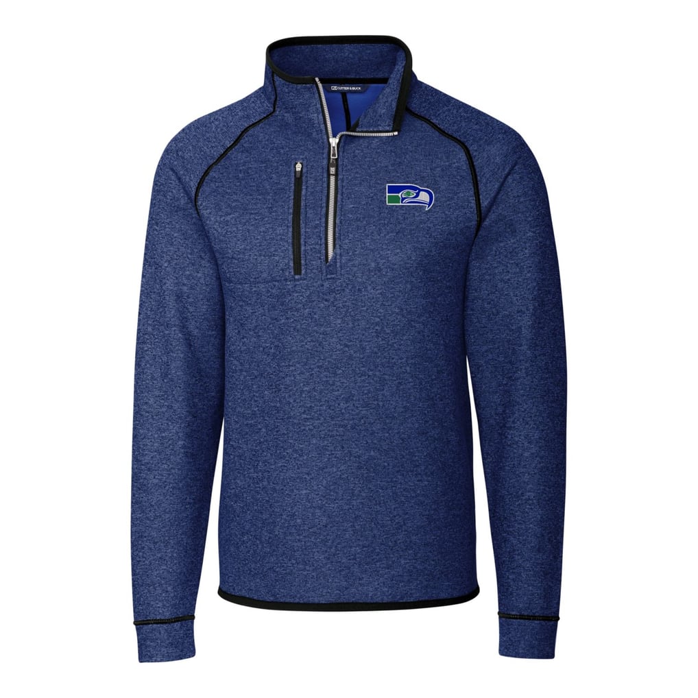 Seattle Seahawks Cutter & Buck Throwback Logo Mainsail Sweater-Knit Half-Zip Pullover Jacket - Heather Royal