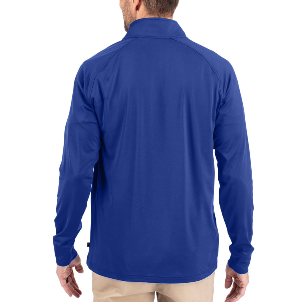 Seattle Seahawks Cutter & Buck Adapt Eco Knit Stretch Recycled Quarter-Zip Throwback Pullover Top - Royal