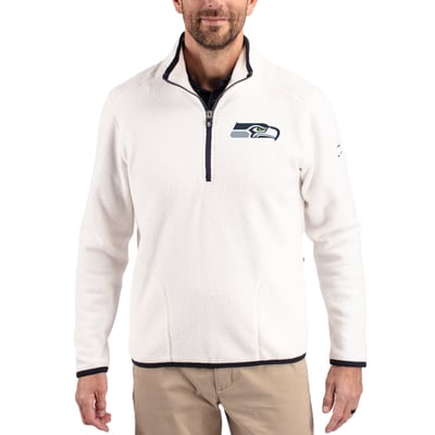 Seattle Seahawks Cutter & Buck Cascade Eco Sherpa Fleece Quarter-Zip Pullover Jacket - White