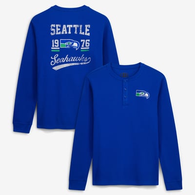  Seattle Seahawks Darius Rucker Collection by Fanatics Waffle-Knit Henley Long Sleeve T-Shirt - Royal