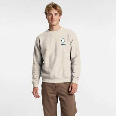  Seattle Seahawks Disney x Champion Powerblend Left Chest Fullback Crew Sweatshirt - Oatmeal