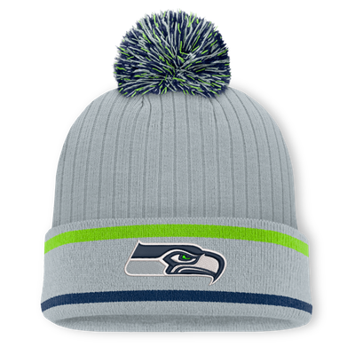 Seattle Seahawks Fanatics Fissure Cuffed Knit Hat with Pom - Gray