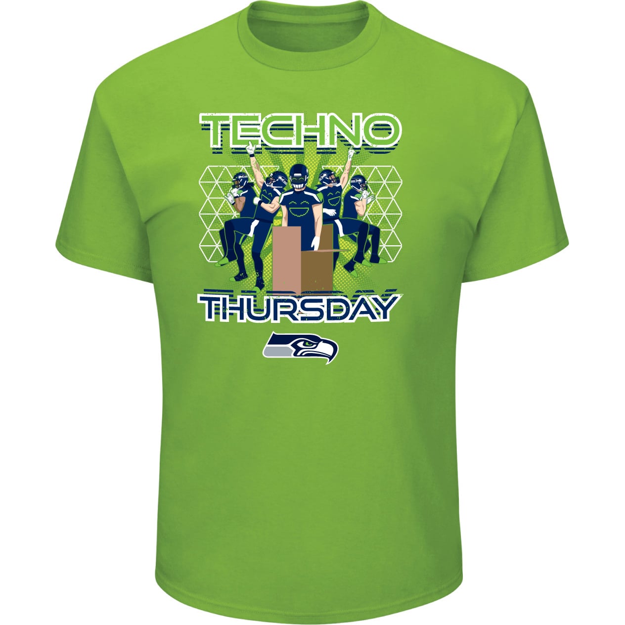 Men's Majestic Neon Green Seattle Seahawks Techno Thursday T-Shirt