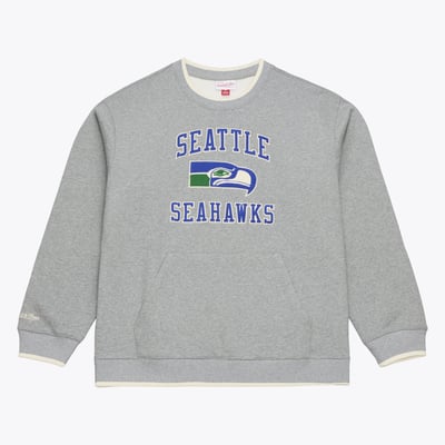  Seattle Seahawks Mitchell & Ness Premium Essentials Crew Sweatshirt - Heather Gray