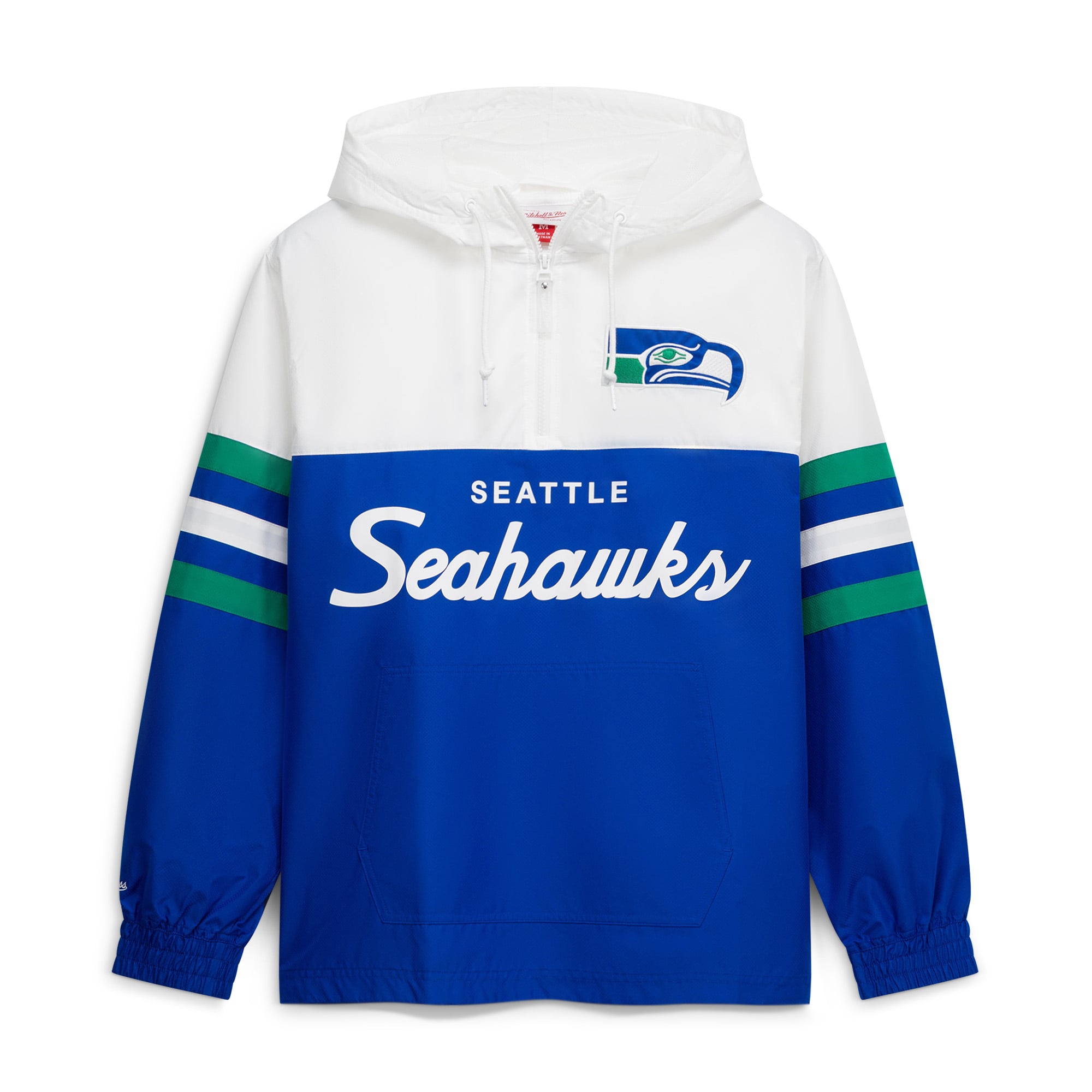 Mitchell & Ness Seattle Seahawks Royal Head Coach Anorak Quarter-Zip ...