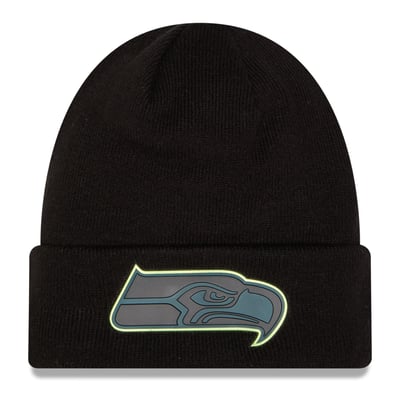 Seattle Seahawks New Era Chrome Cuffed Knit Hat - Black