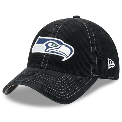 Seattle Seahawks New Era Corduroy Casual Classic Adjustable Hat - Black