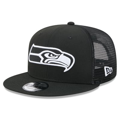 Seattle Seahawks New Era 9FIFTY Snapback Trucker Hat - Black/White