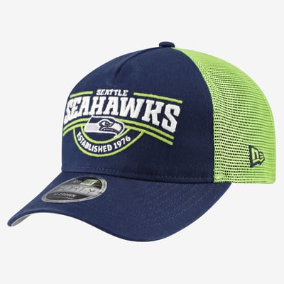 Seattle Seahawks New Era 9FORTY A-Frame Adjustable Hat - College Navy
