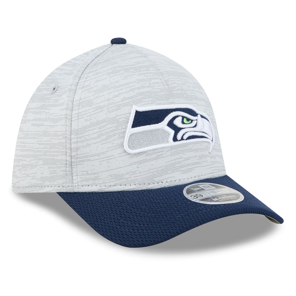 Men's New Era Gray/College Navy Seattle Seahawks Tech 39THIRTY M-Crown ...