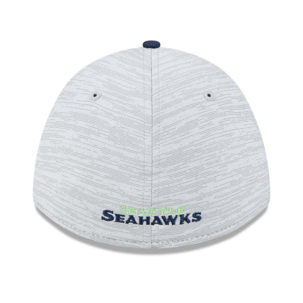 Men's New Era Gray/College Navy Seattle Seahawks Tech 39THIRTY M-Crown ...