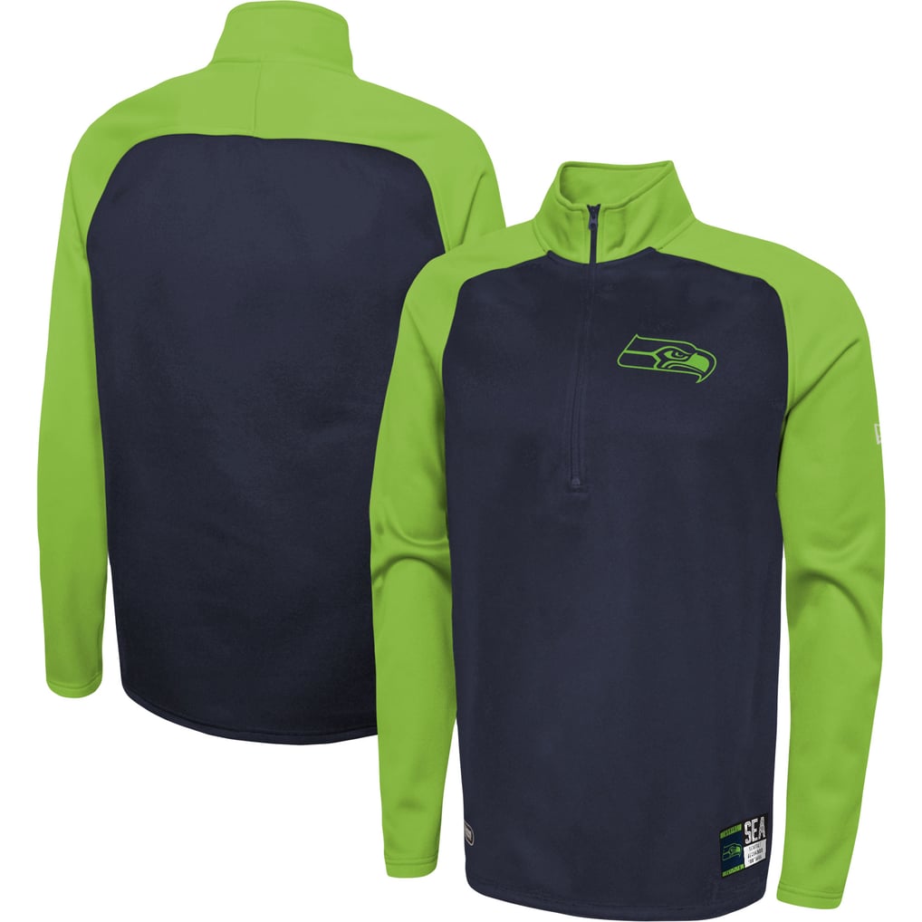 Seattle Seahawks New Era Combine Authentic O-Line Raglan Half-Zip Jacket - Navy