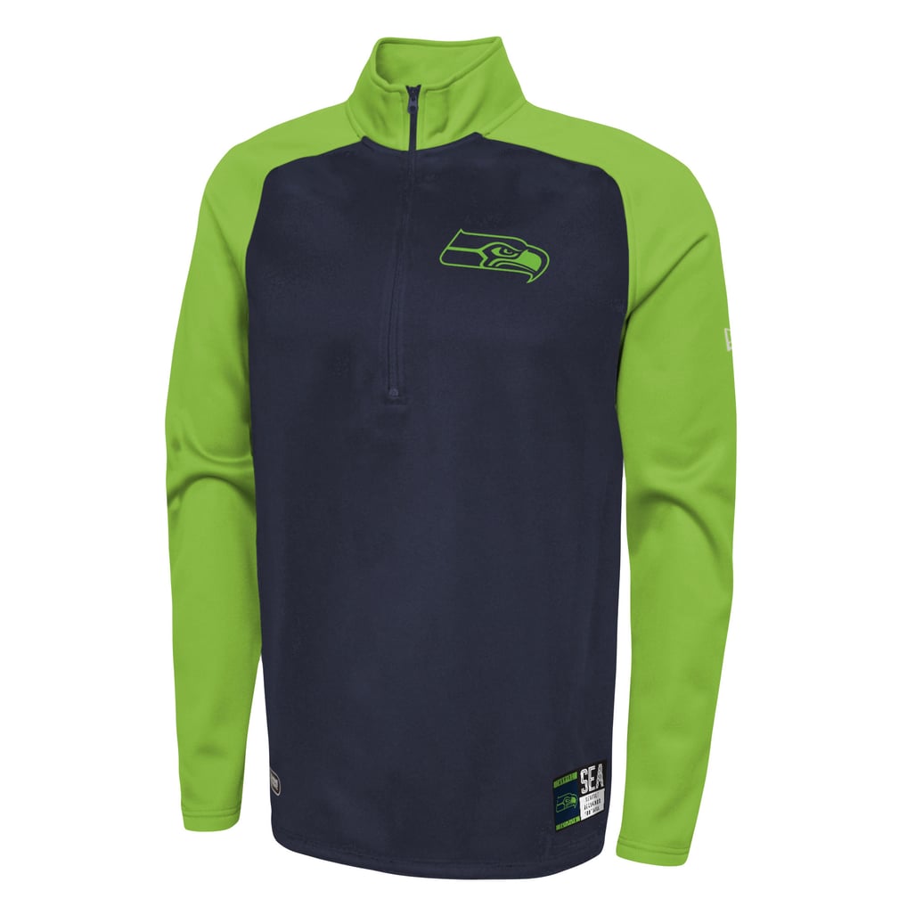 Seattle Seahawks New Era Combine Authentic O-Line Raglan Half-Zip Jacket - Navy