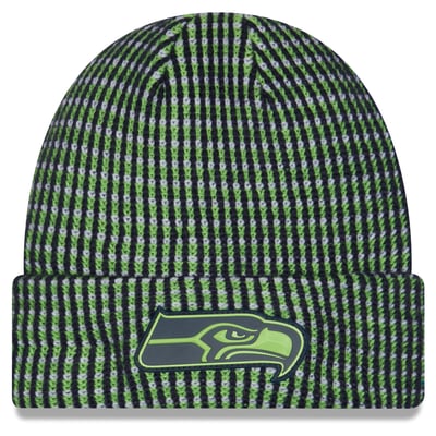 Seattle Seahawks New Era 2026 Sideline Cold Weather  Cuffed Knit Hat - Neon Green