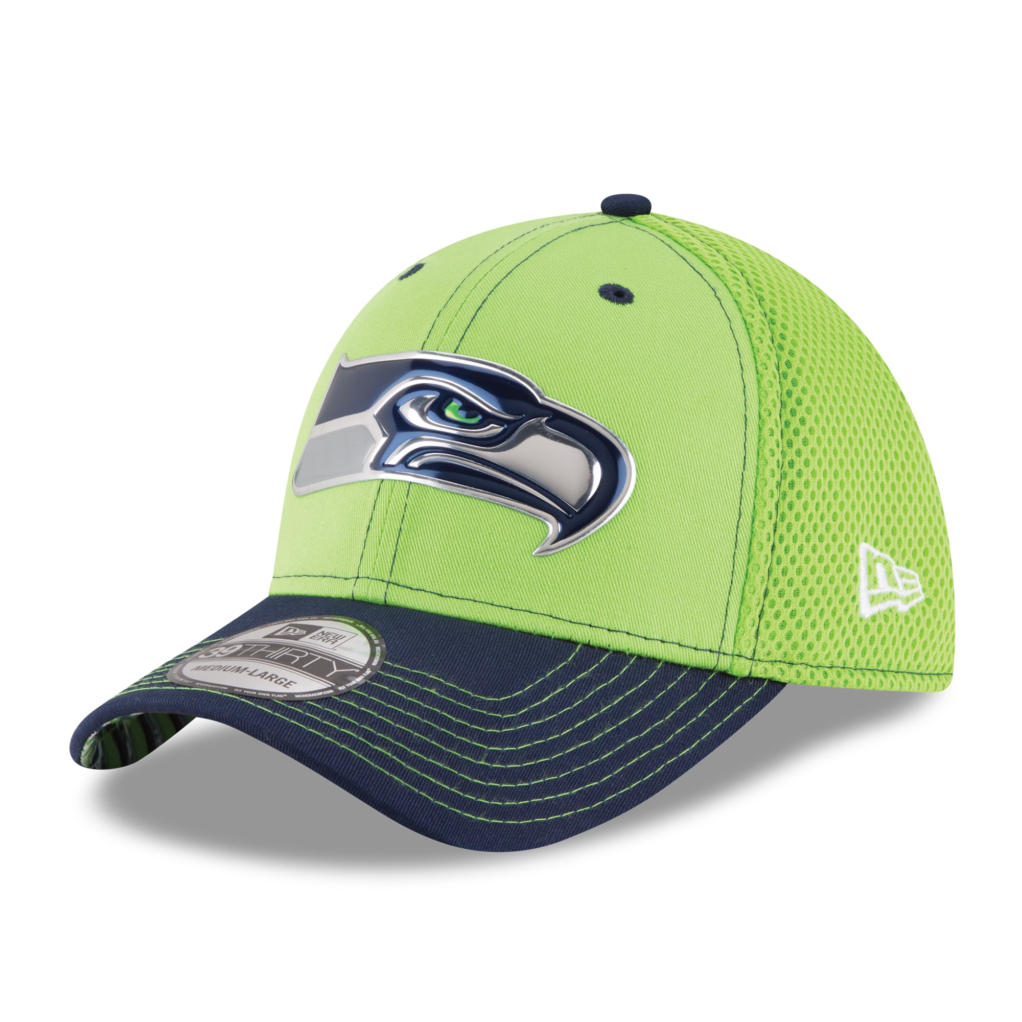 Men's New Era Neon Green Seattle Seahawks NFL Kickoff Neo 39THIRTY