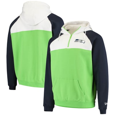 Seattle Seahawks New Era Gametime Quarter-Zip Hoodie Jacket - Neon Green/White