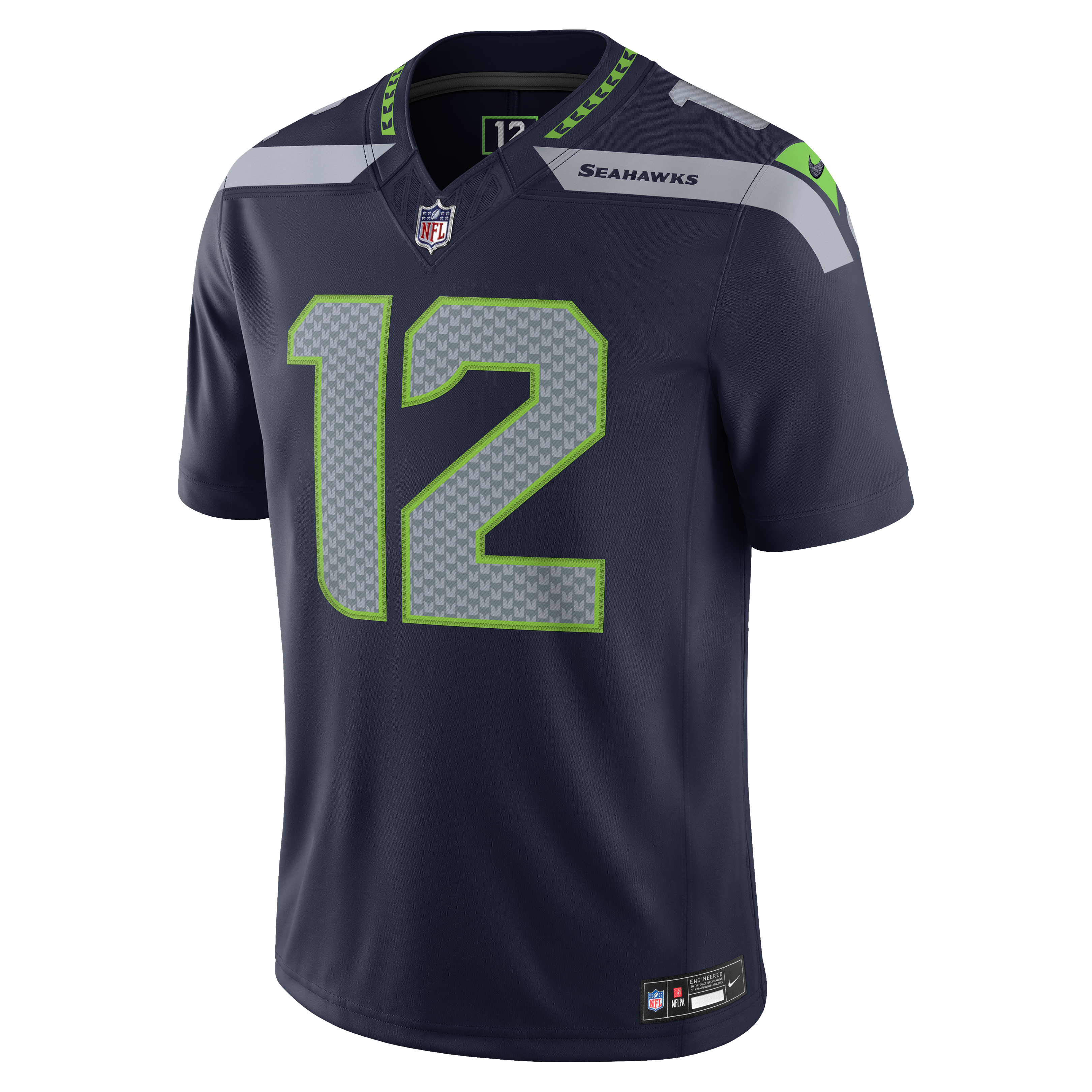 12s Seattle Seahawks Team Vapor F.U.S.E. Stitched Limited Jersey - College Navy - angle 4
