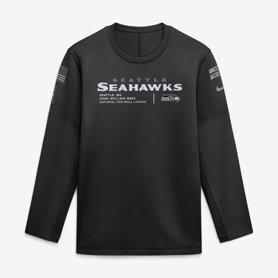  Seattle Seahawks Nike 2026 Salute to Service Sideline Coaches Crewneck Therma-FIT Sweatshirt - Black
