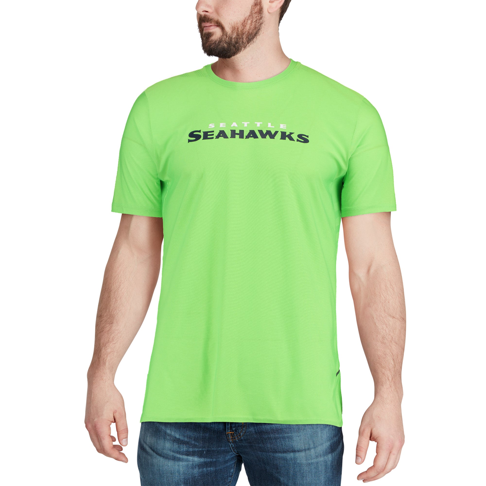 Men's Seattle Seahawks Nike Neon Green Sideline Player T-Shirt