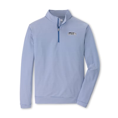 Seattle Seahawks Peter Millar Perth Sugar Stripe Performance Quarter-Zip Pullover - College Navy/White