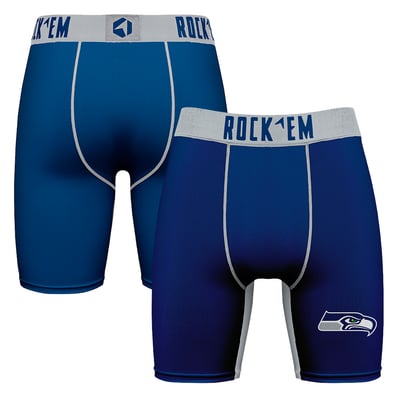  Seattle Seahawks Rock Em Primary Logo Boxer Briefs - College Navy