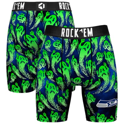 Seattle Seahawks Rock Em Socks Halloween Ghost Fade Boxer Briefs - College Navy
