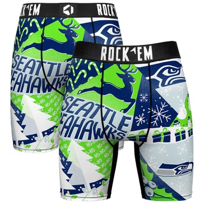 Seattle Seahawks Rock Em Socks Holiday Tacky Remix Boxer Briefs - College Navy