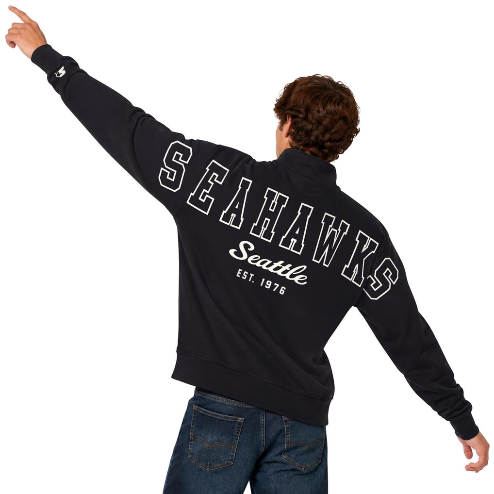  Seattle Seahawks Starter Thursday Night Gridiron Batwing Quarter-Zip Sweatshirt - Black
