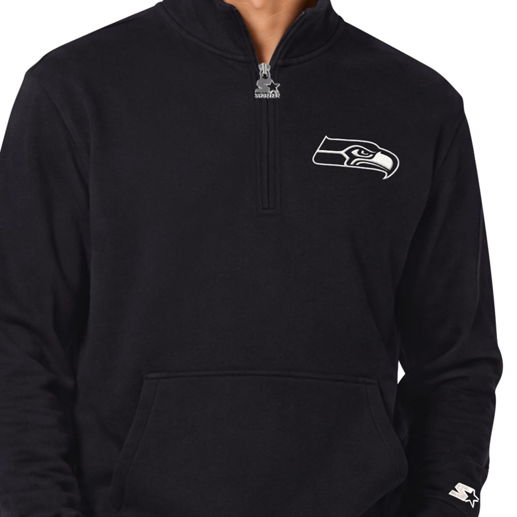  Seattle Seahawks Starter Thursday Night Gridiron Batwing Quarter-Zip Sweatshirt - Black
