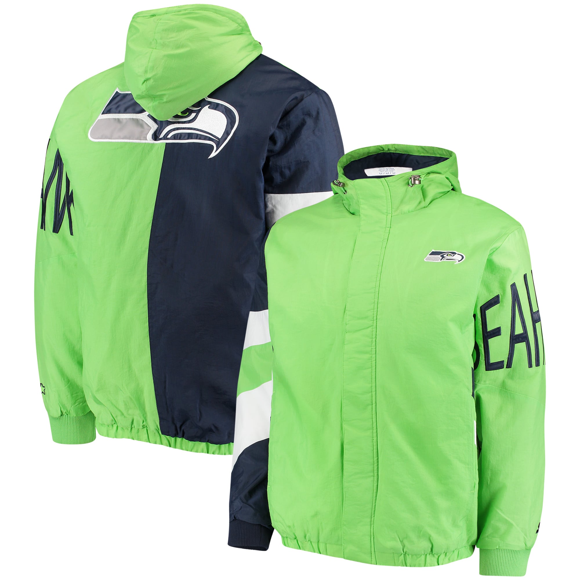 Men's Starter Neon Green/College Navy Seattle Seahawks Knockout