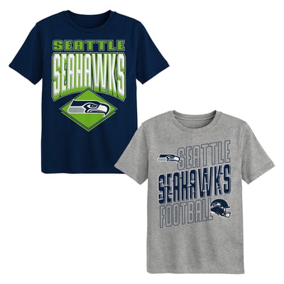Seattle Seahawks Outerstuff Preschool Trench Kings 2-Pack T-Shirt Set - College Navy/Gray