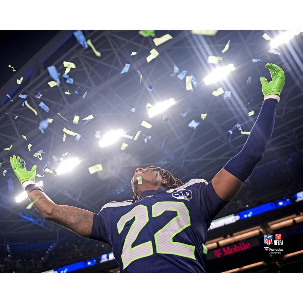 Rashid Shaheed Seattle Seahawks Unsigned Fanatics Authentic 2025 NFC Championship Confetti Celebration Photograph