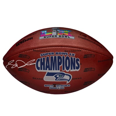 Sam Darnold Seattle Seahawks Autographed Fanatics Authentic Super Bowl LX Champions Wilson Duke Football 